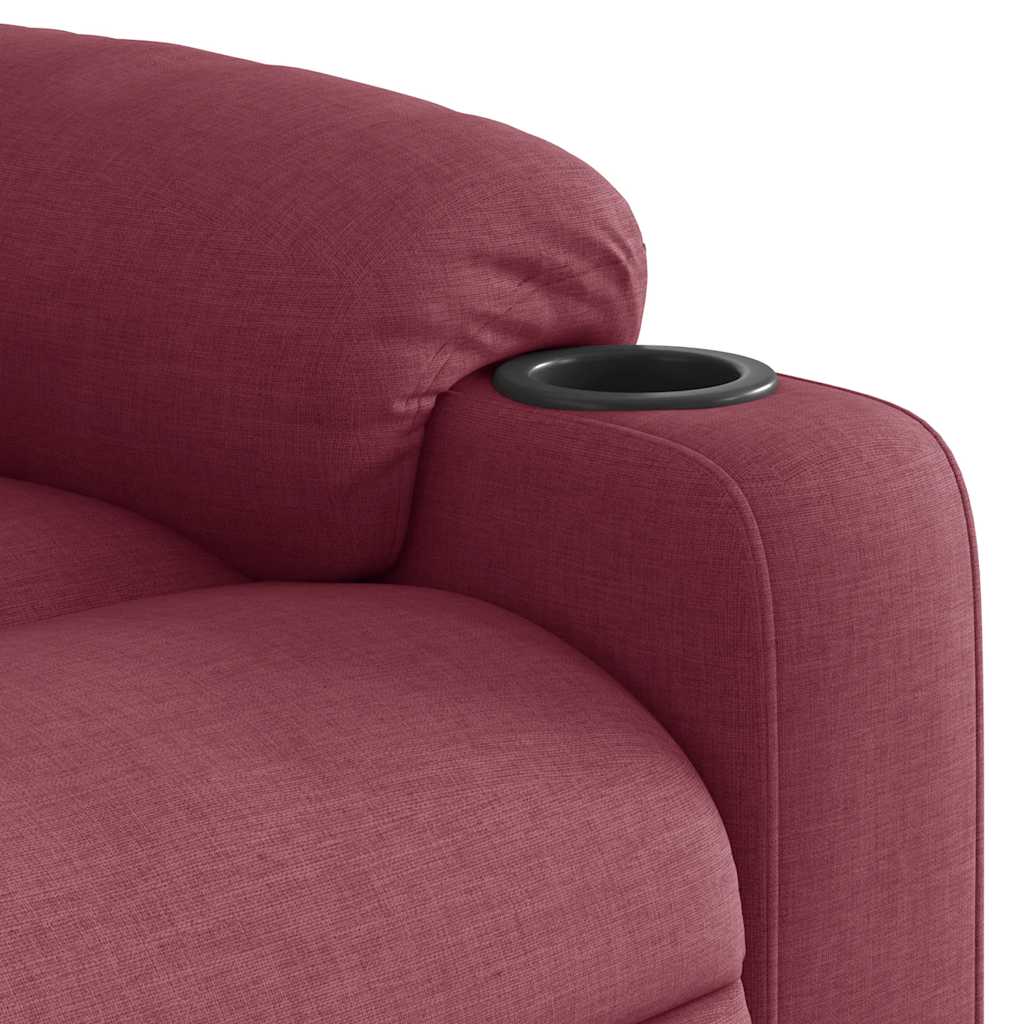 Massage chair with stand-up aid wine red fabric