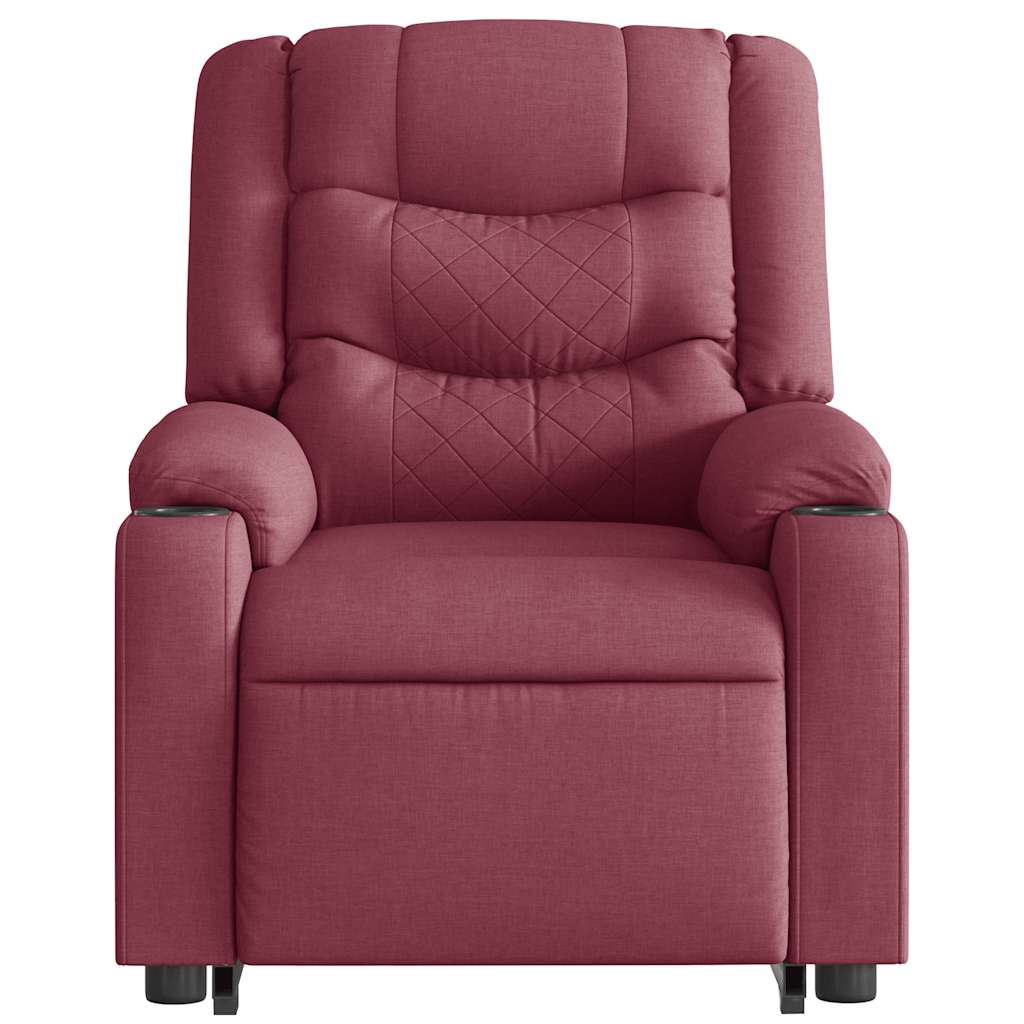 Massage chair with stand-up aid wine red fabric