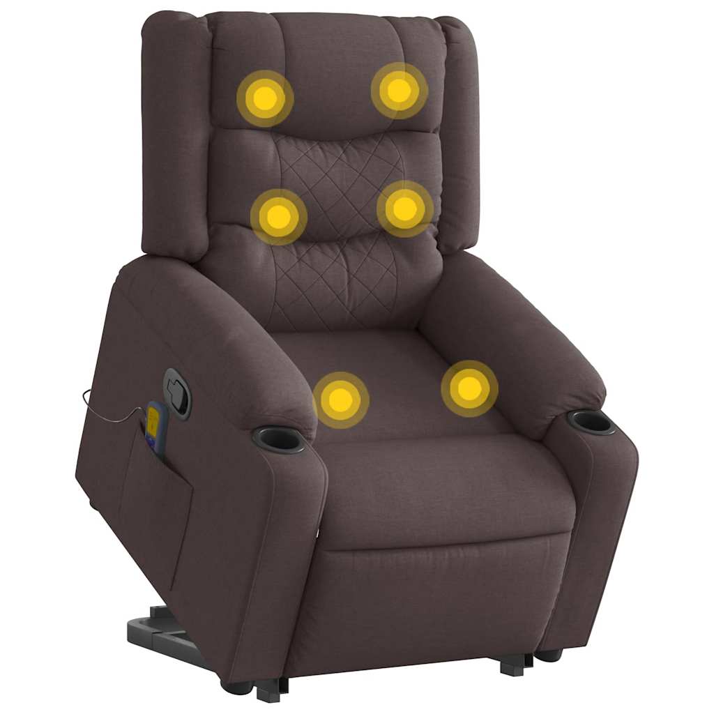 Massage chair with stand-up aid dark brown fabric