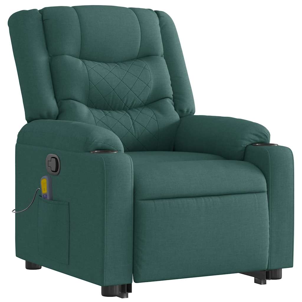 Massage chair with stand-up aid dark green fabric