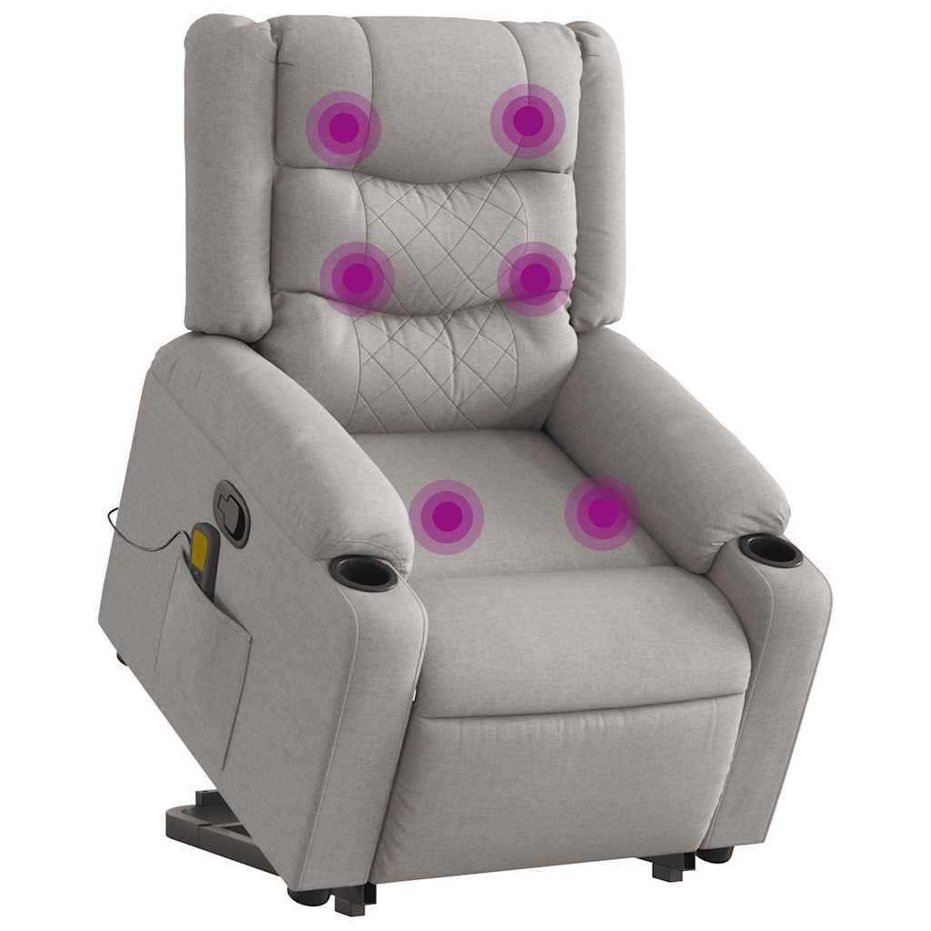 Massage chair with stand-up aid cloud grey fabric