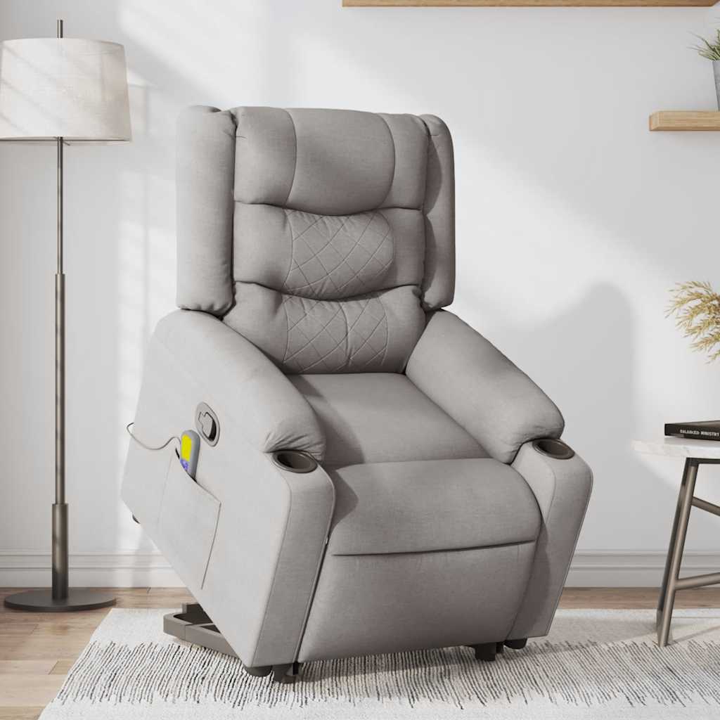 Massage chair with stand-up aid cloud grey fabric