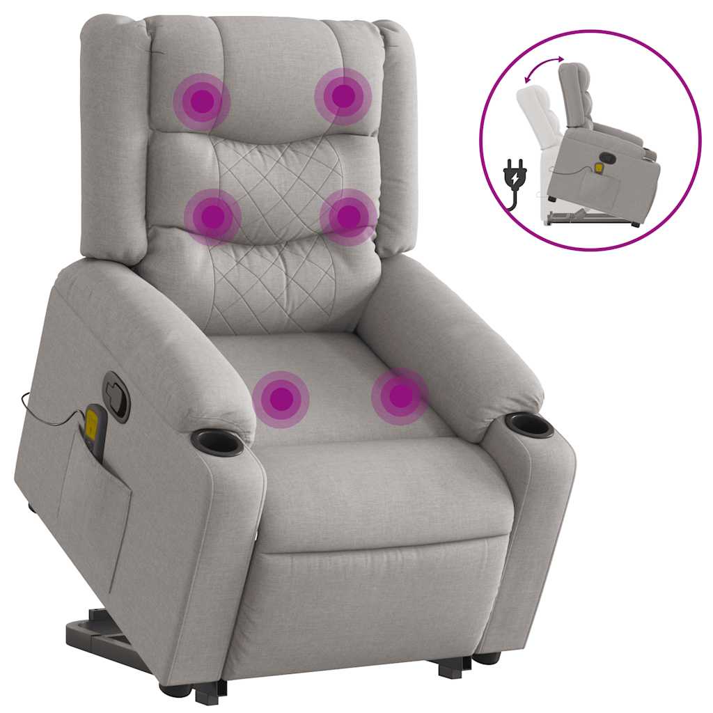 Massage chair with stand-up aid cloud grey fabric