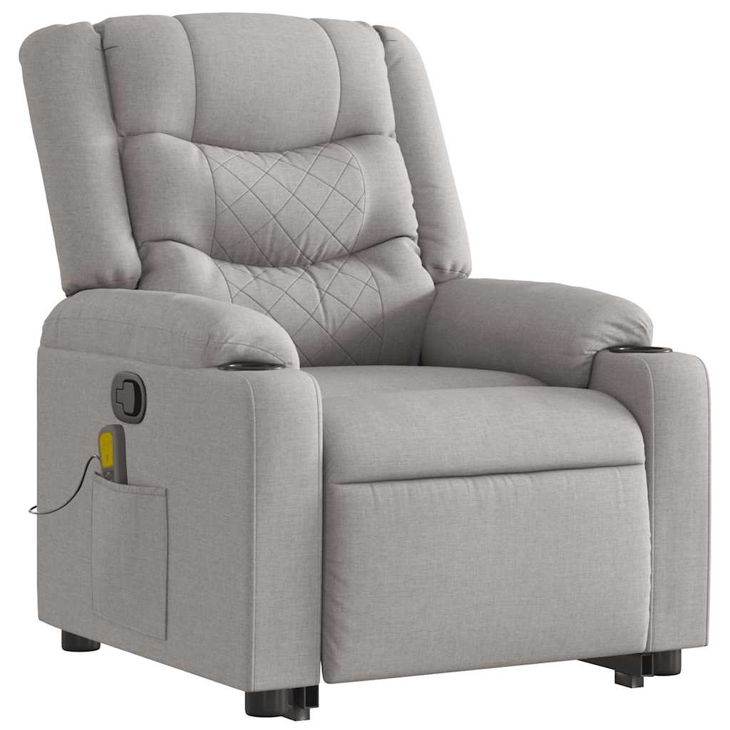 Massage chair with stand-up aid cloud grey fabric