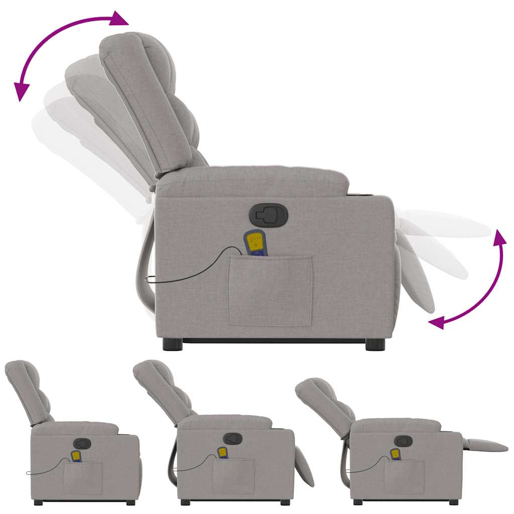 Massage chair with stand-up aid cloud grey fabric