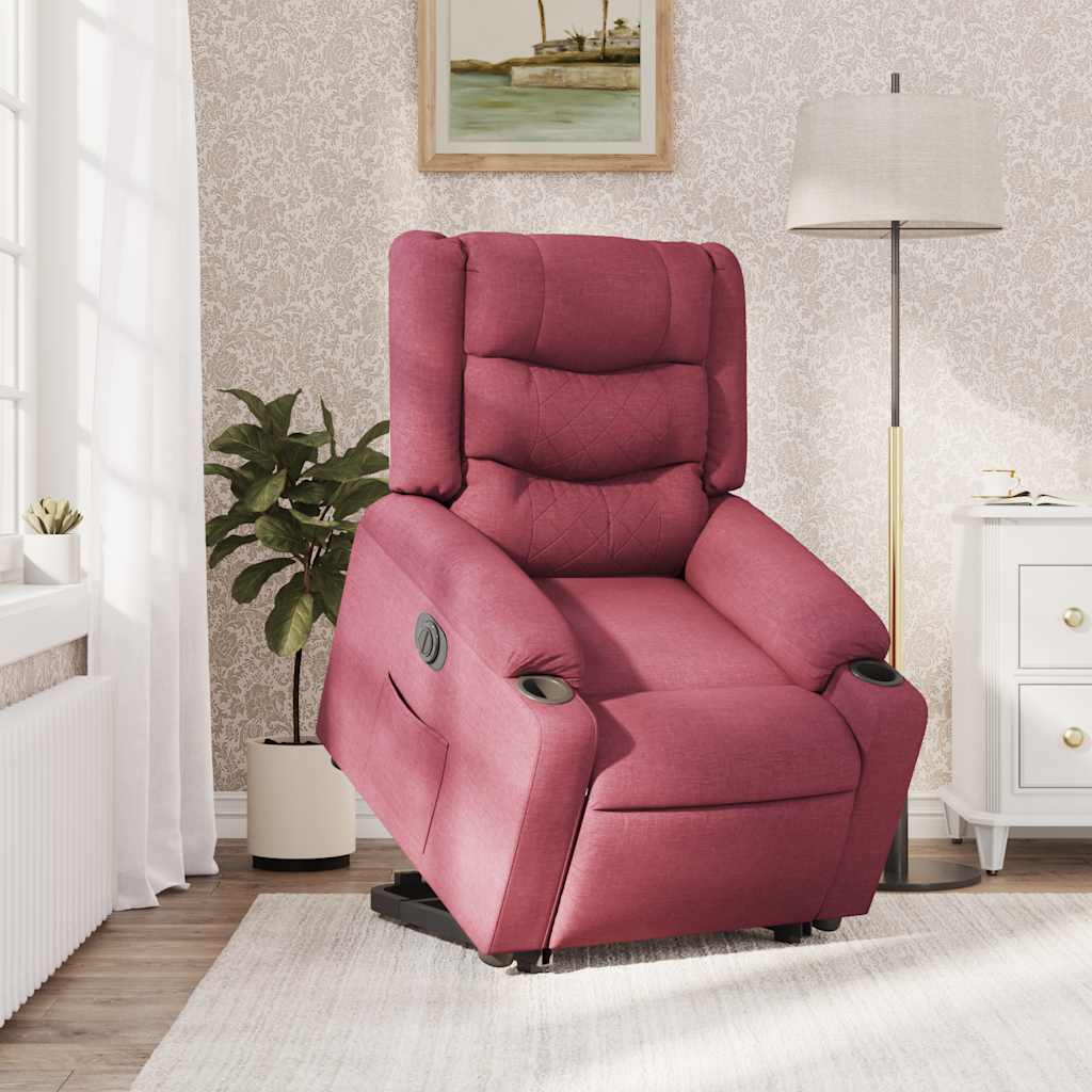 Relaxing chair with electric riser wine red fabric
