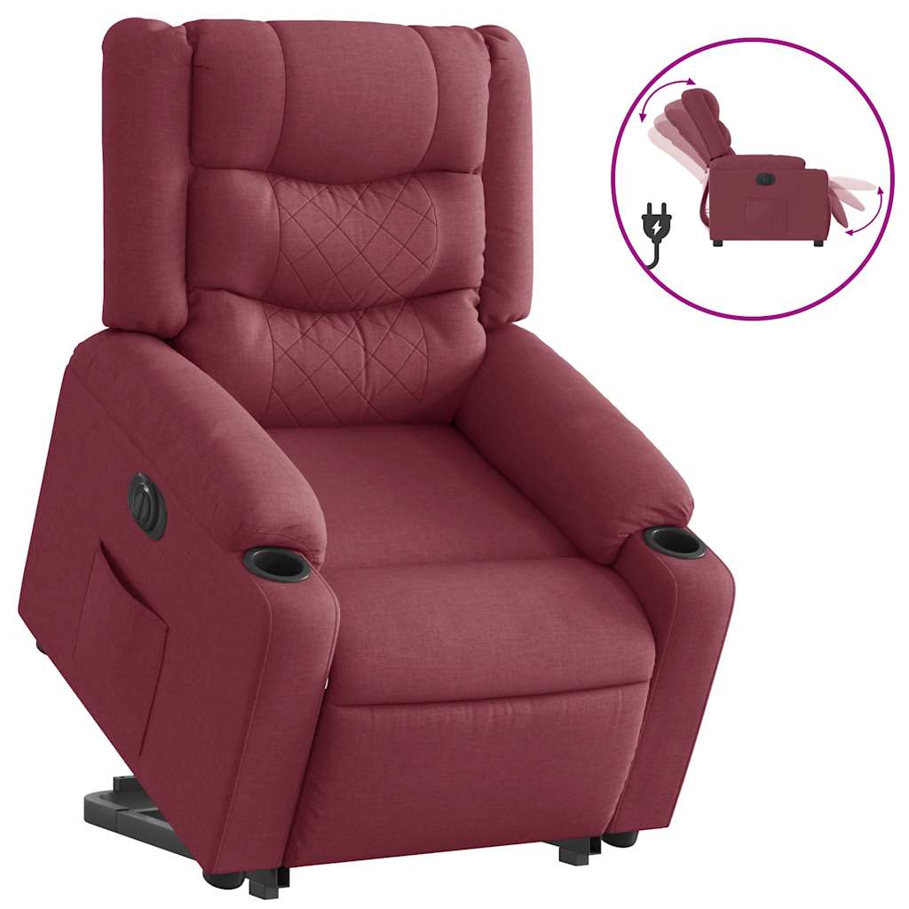 Relaxing chair with electric riser wine red fabric