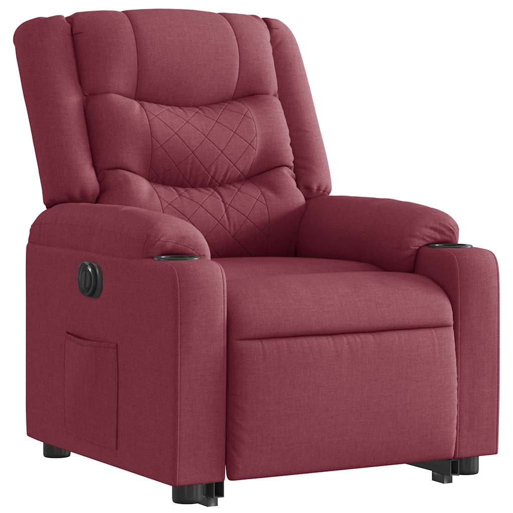 Relaxing chair with electric riser wine red fabric