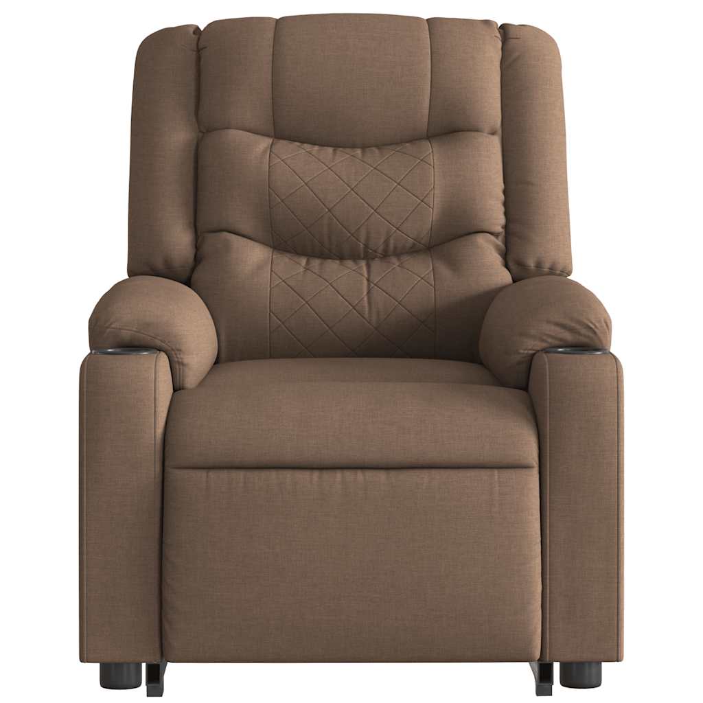 Recliner chair with electric riser, brown fabric