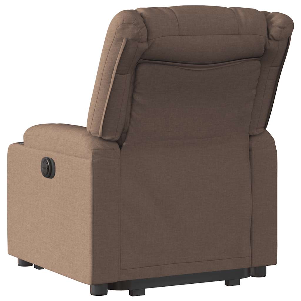Recliner chair with electric riser, brown fabric