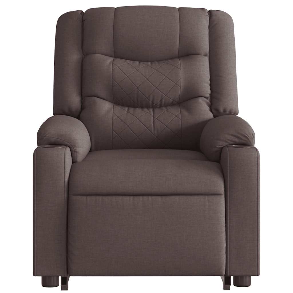 Relaxing chair with electric riser in dark brown fabric