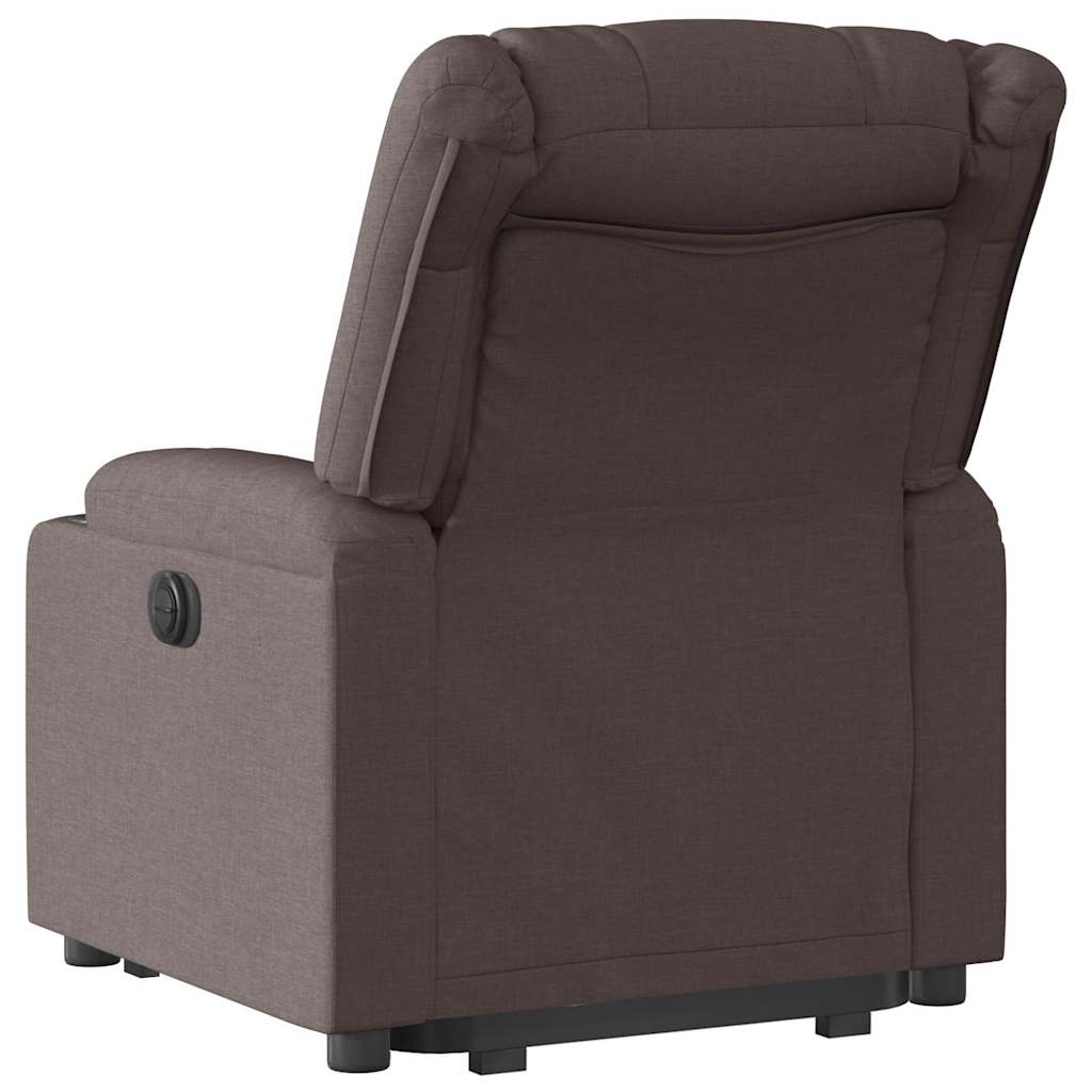 Relaxing chair with electric riser in dark brown fabric