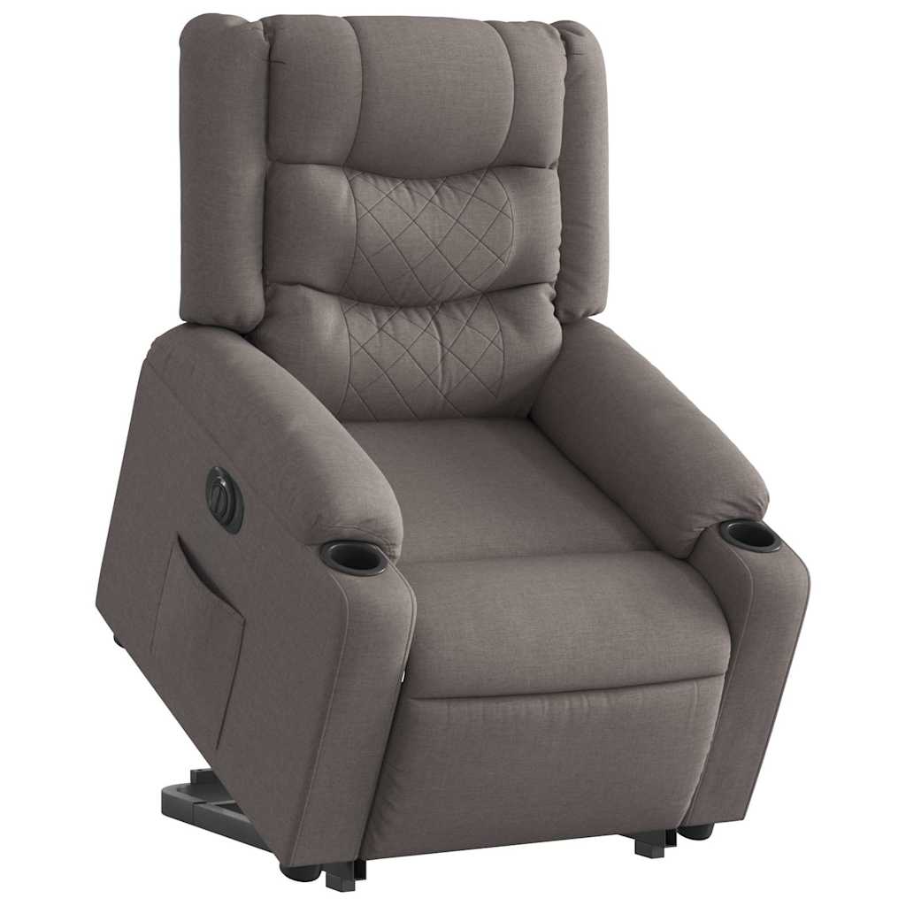 Relaxing chair with electric riser in taupe fabric