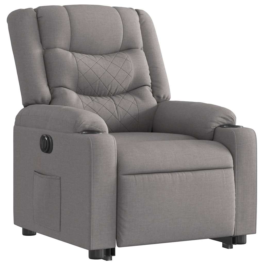 Relaxing chair with electric riser in taupe fabric