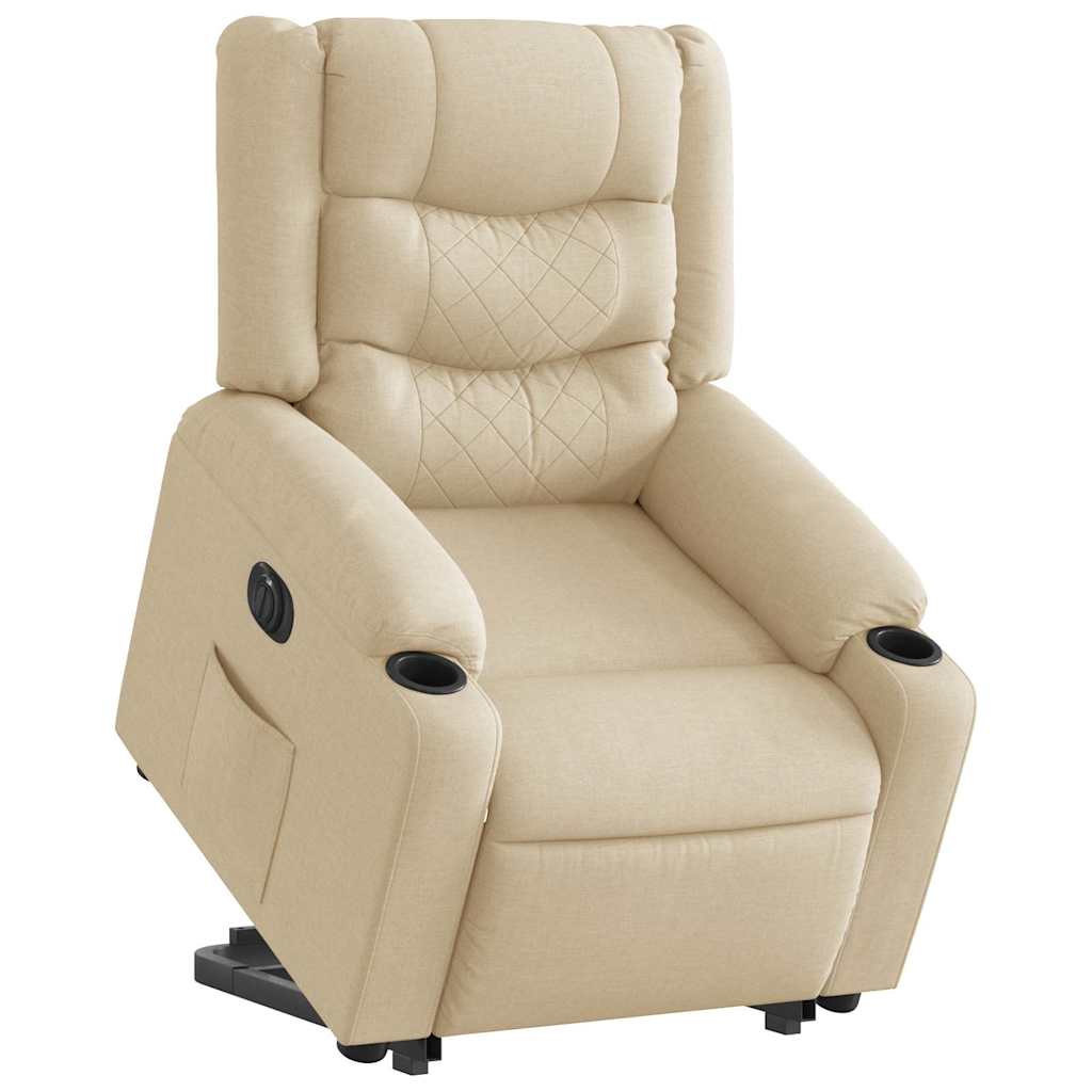 Relaxing chair with electric riser in cream fabric