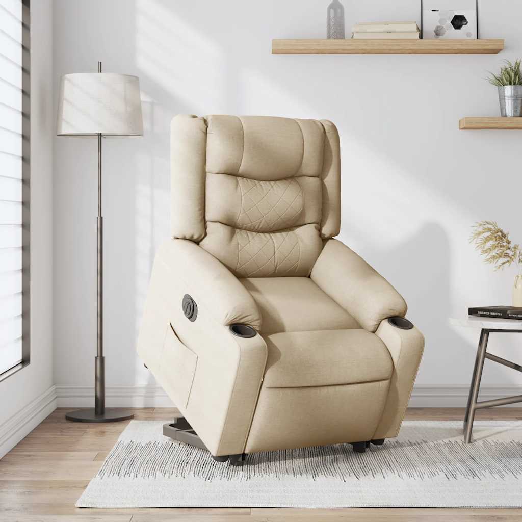 Relaxing chair with electric riser in cream fabric