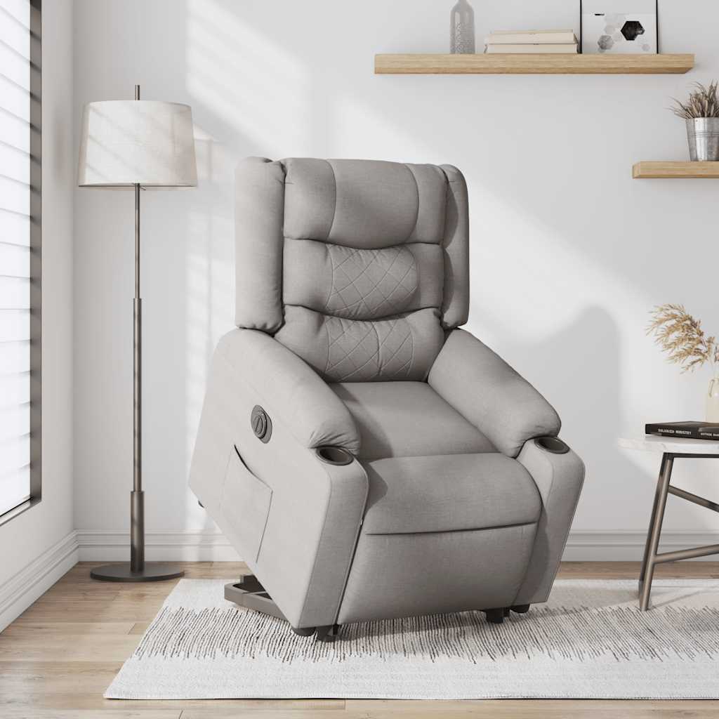 Relaxing chair with electric riser in cloud grey fabric