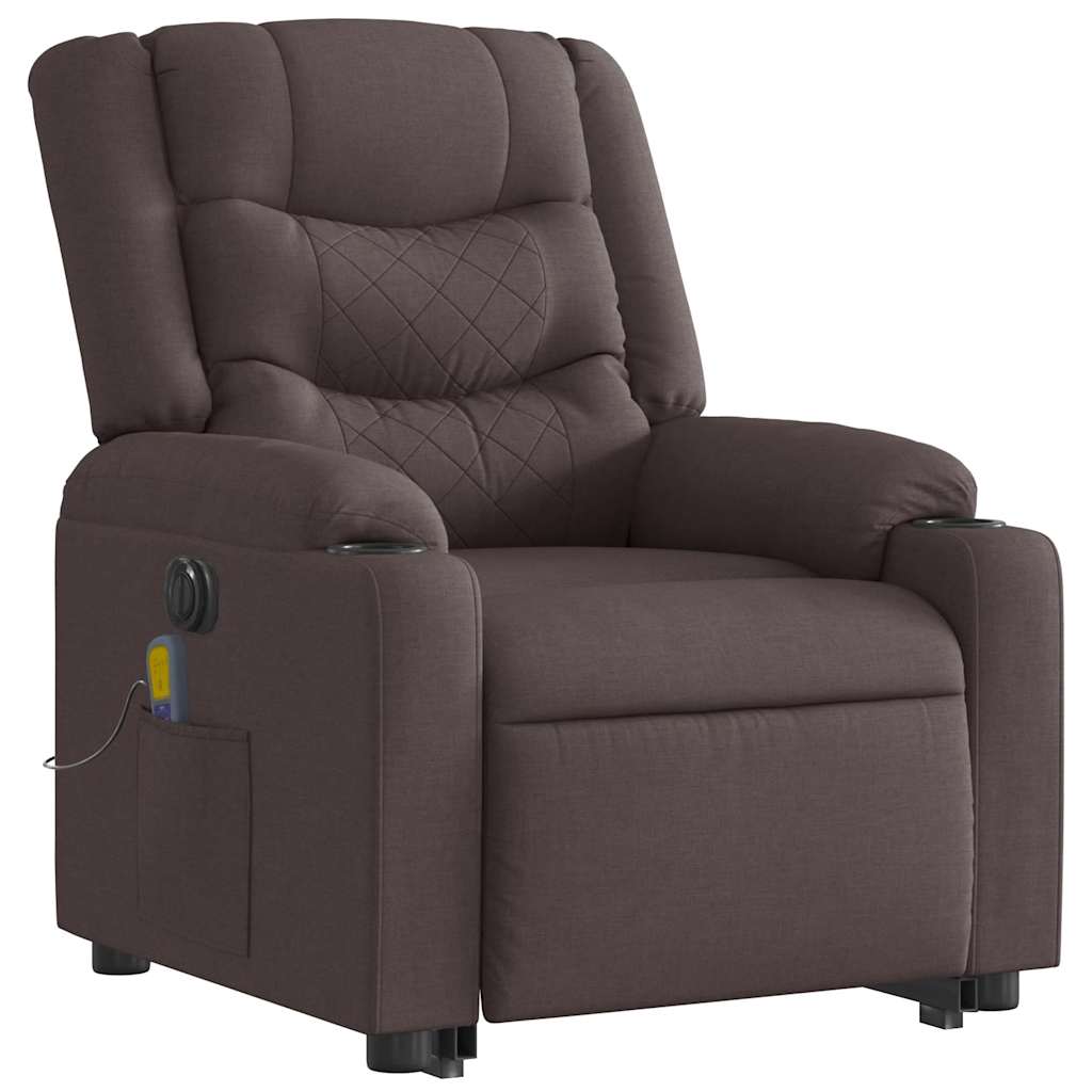 Electric massage chair with stand-up aid, dark brown fabric