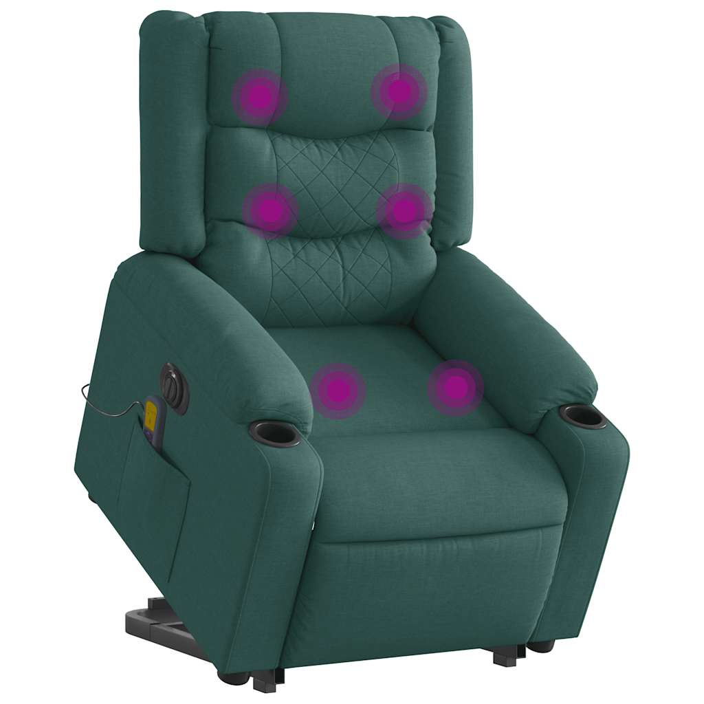 Electric massage chair with stand-up aid dark green fabric