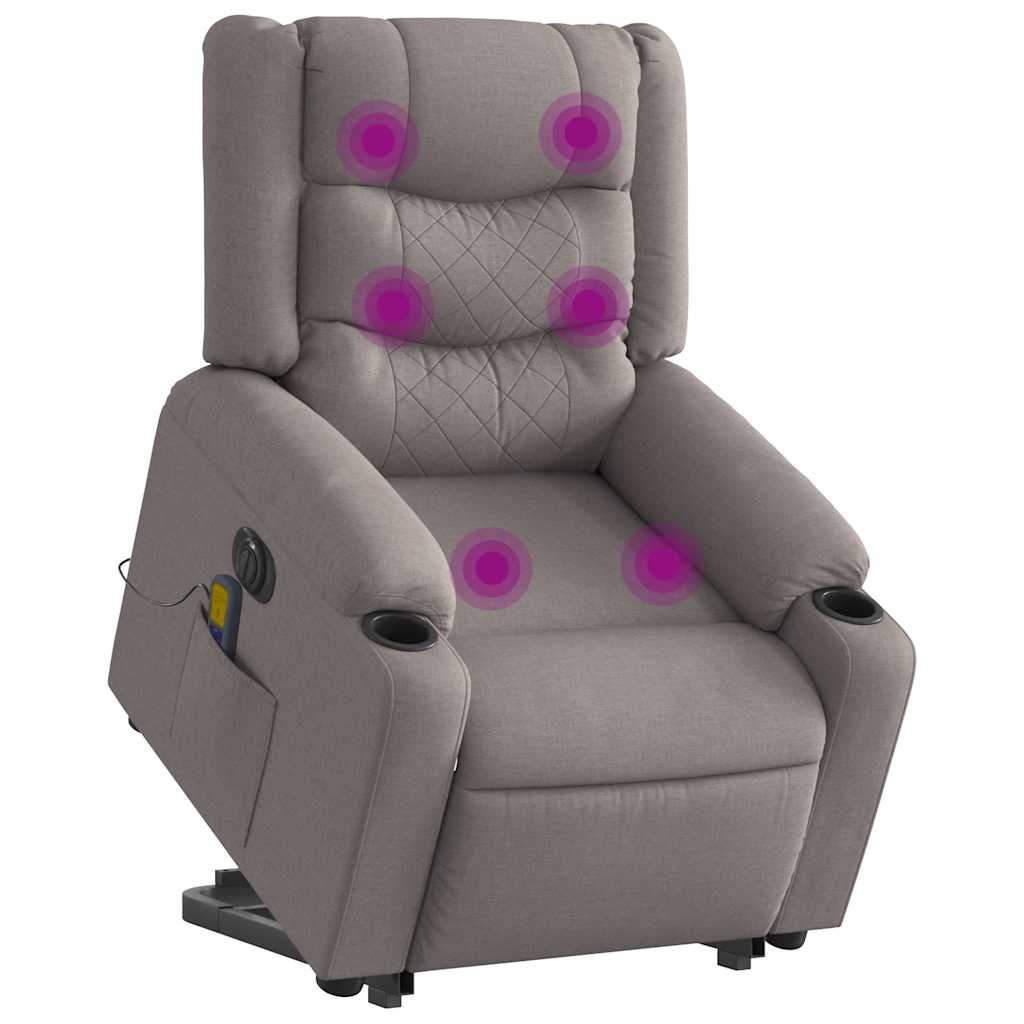 Electric massage chair with stand-up aid taupe fabric