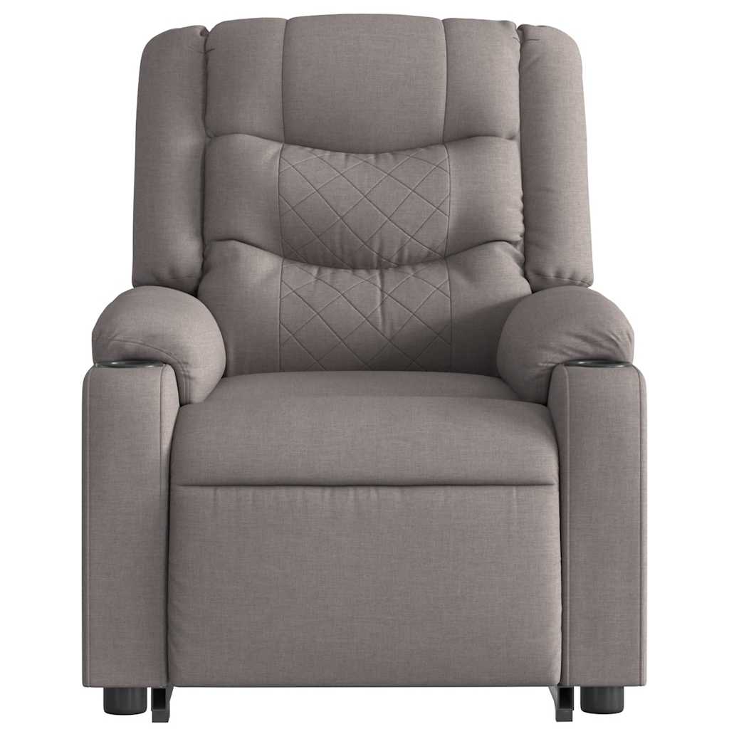 Electric massage chair with stand-up aid taupe fabric