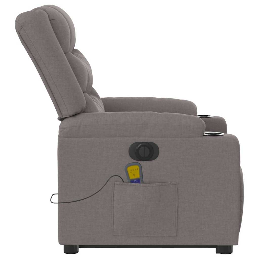 Electric massage chair with stand-up aid taupe fabric