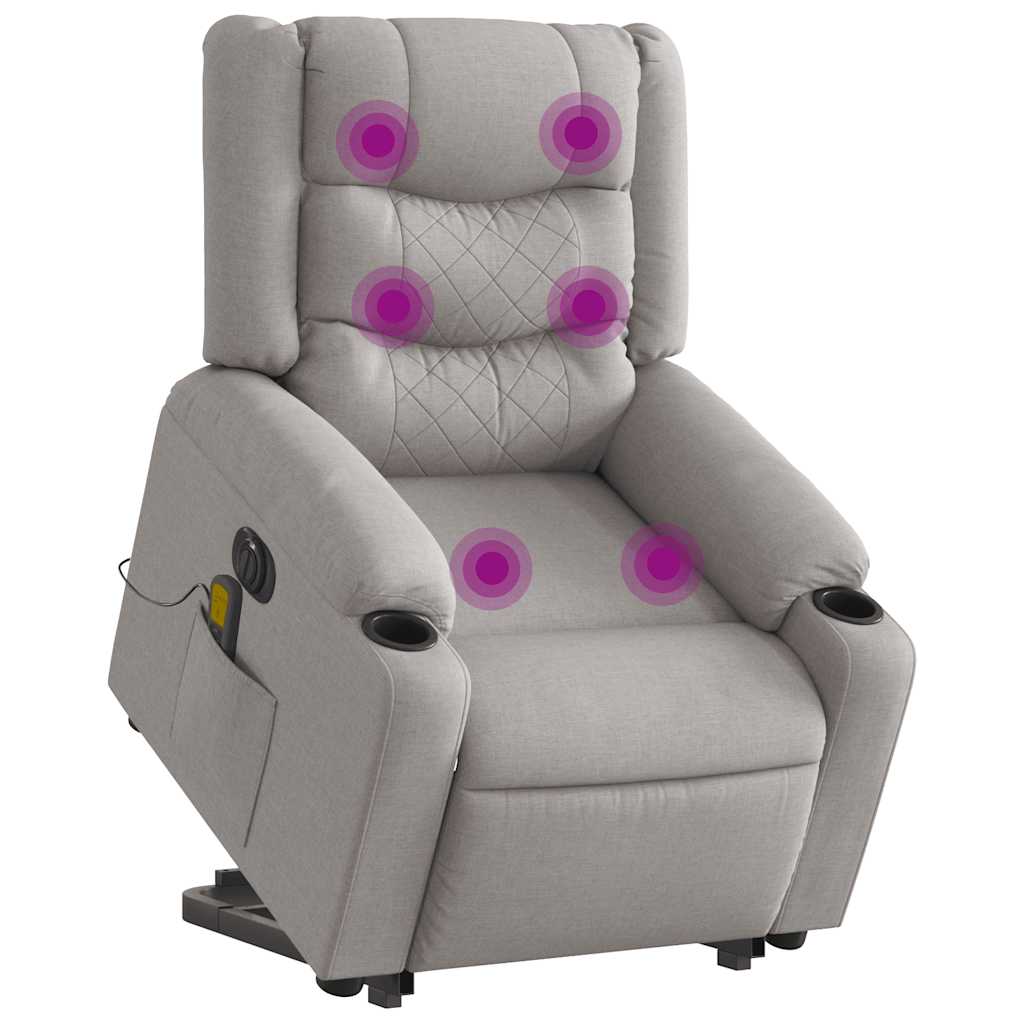 Massage chair with electric stand-up aid, cloud grey fabric