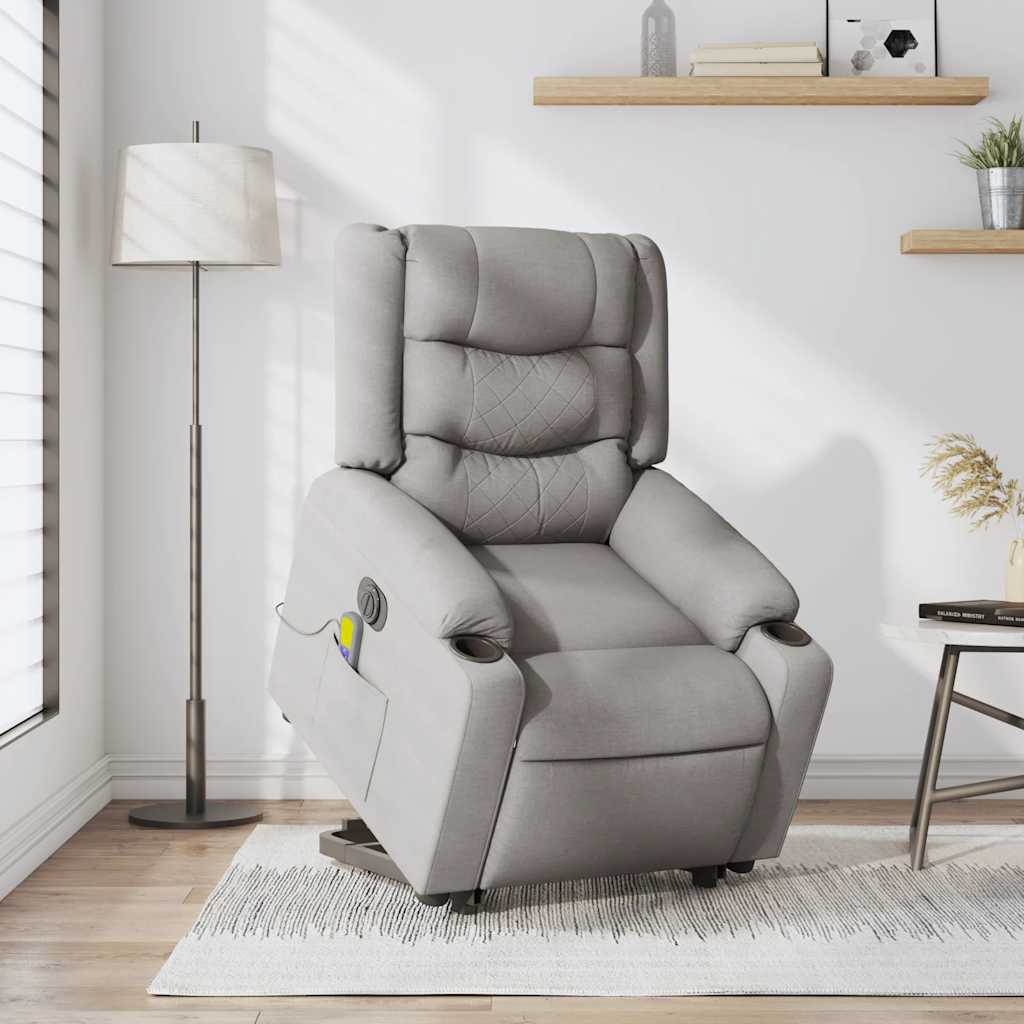 Massage chair with electric stand-up aid, cloud grey fabric