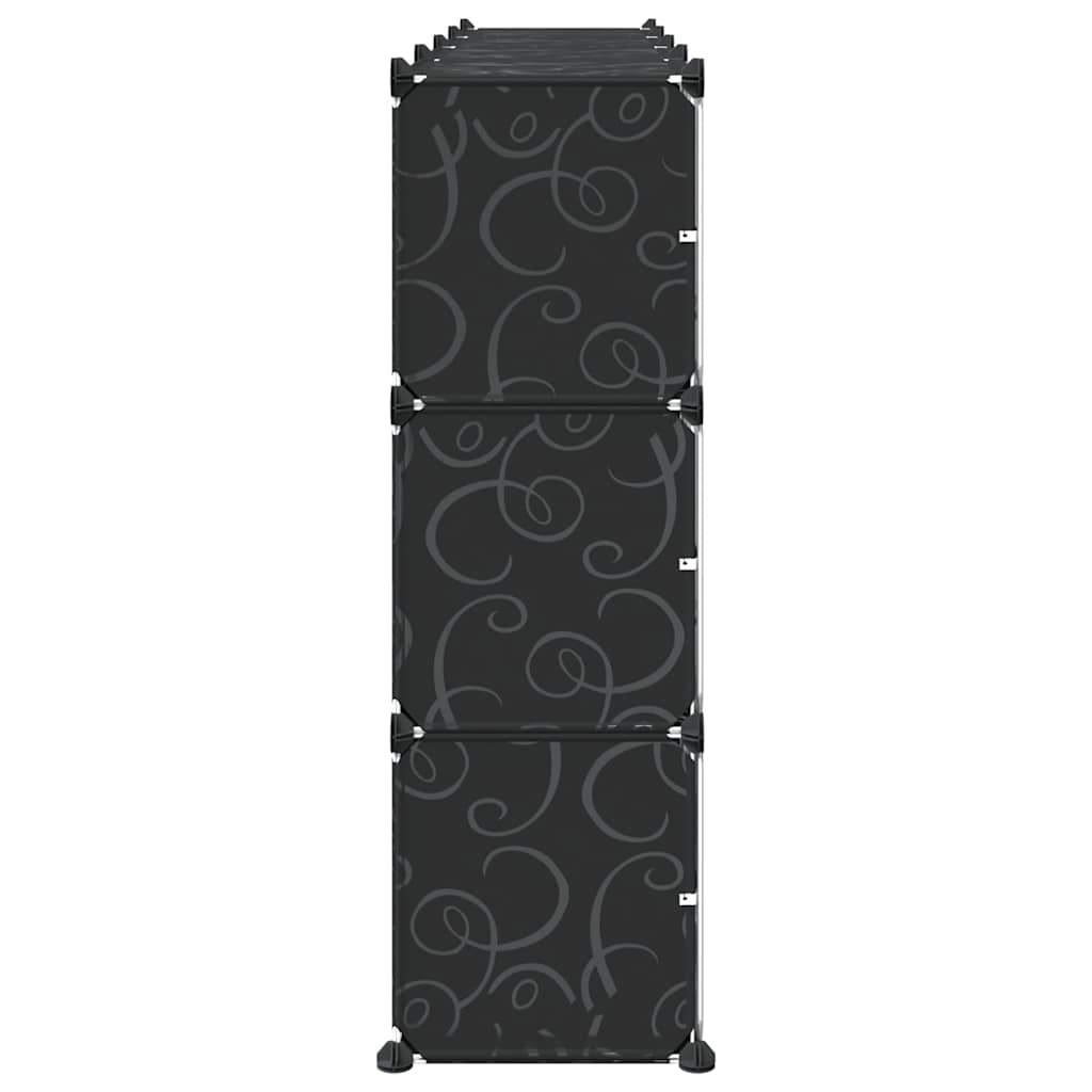 Shelving system with 12 cubes and doors Black PP