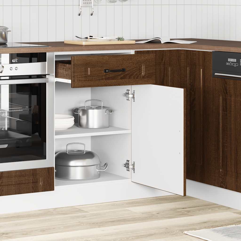 Kitchen base cabinet Kalmar Brown oak look wood material