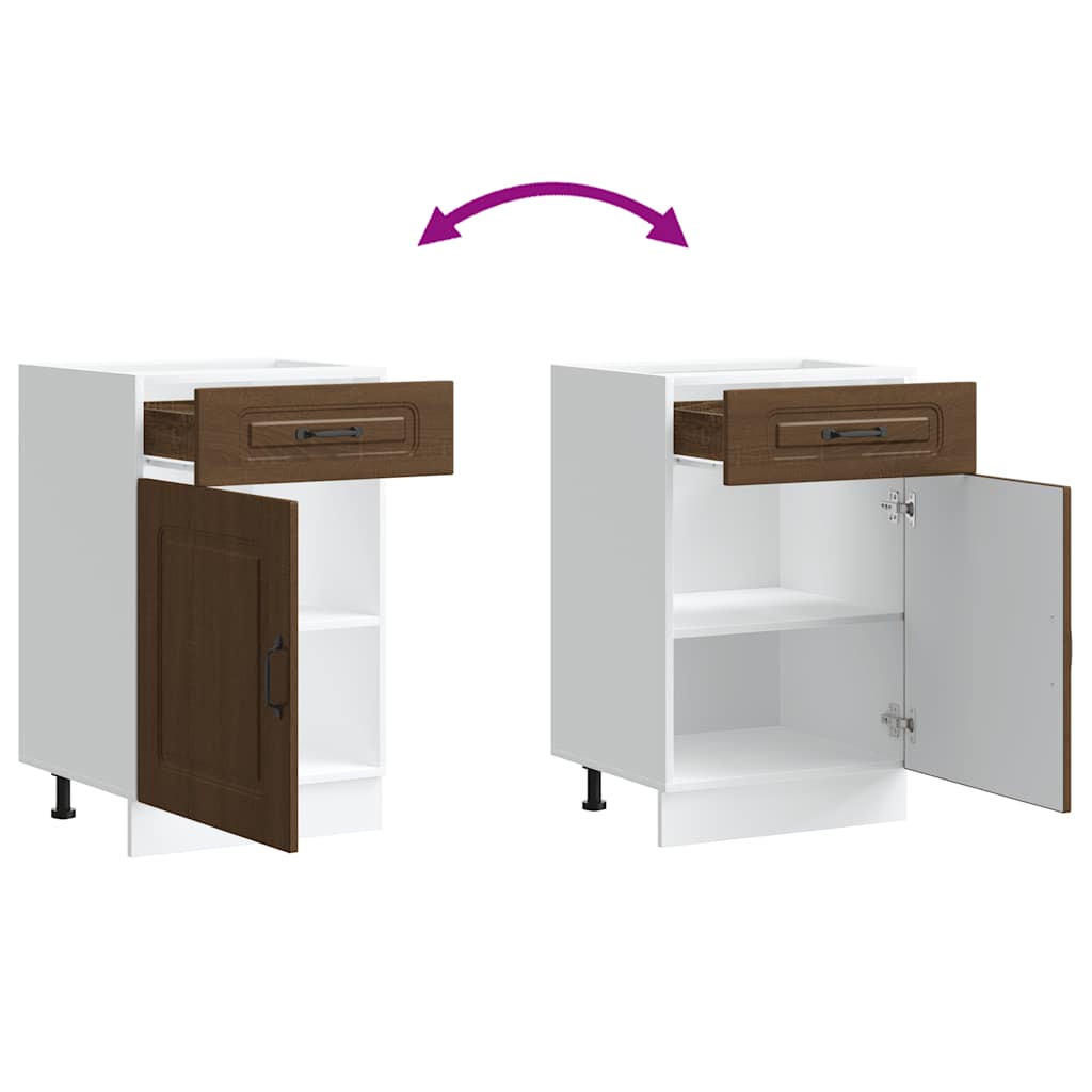 Kitchen base cabinet Kalmar Brown oak look wood material