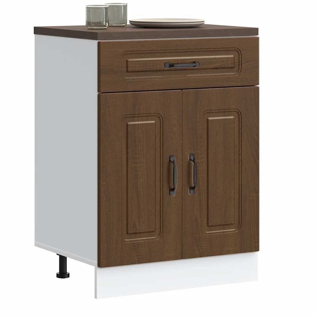 Kitchen base cabinet Kalmar Brown oak look wood material