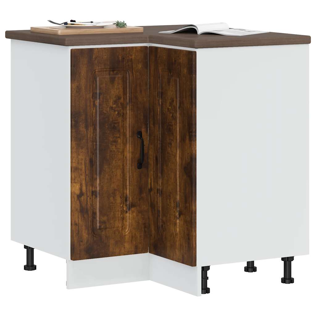 Kitchen corner base cabinet Kalmar smoked oak wood material
