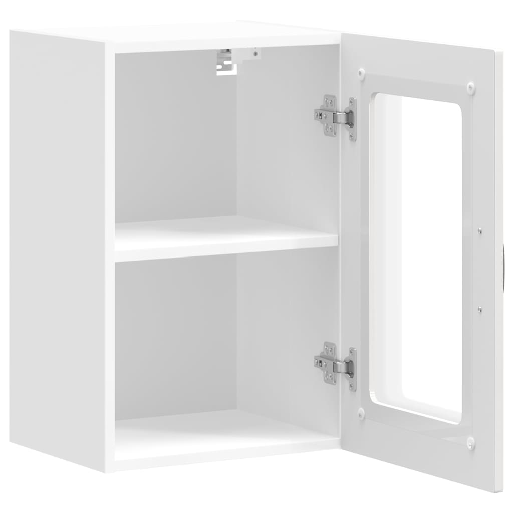Küchen-Hängeschrank mit Glastür Kalmar Hochglanz-Weiß Holzwerkstoff