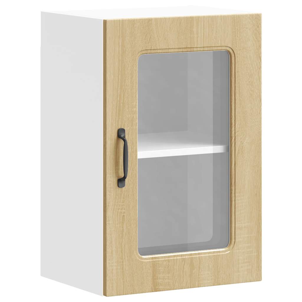 Kitchen wall cabinet with glass door Kalmar Sonoma oak wood material