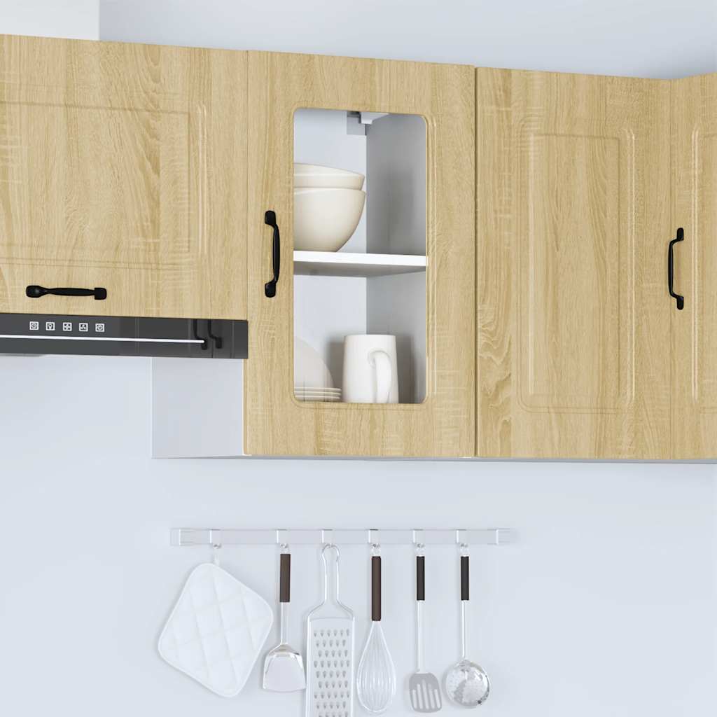 Kitchen wall cabinet with glass door Kalmar Sonoma oak wood material
