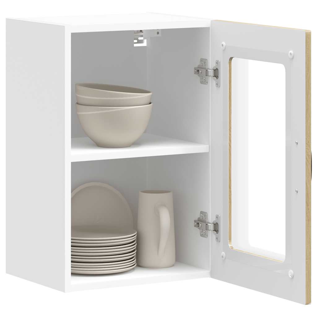 Kitchen wall cabinet with glass door Kalmar Sonoma oak wood material