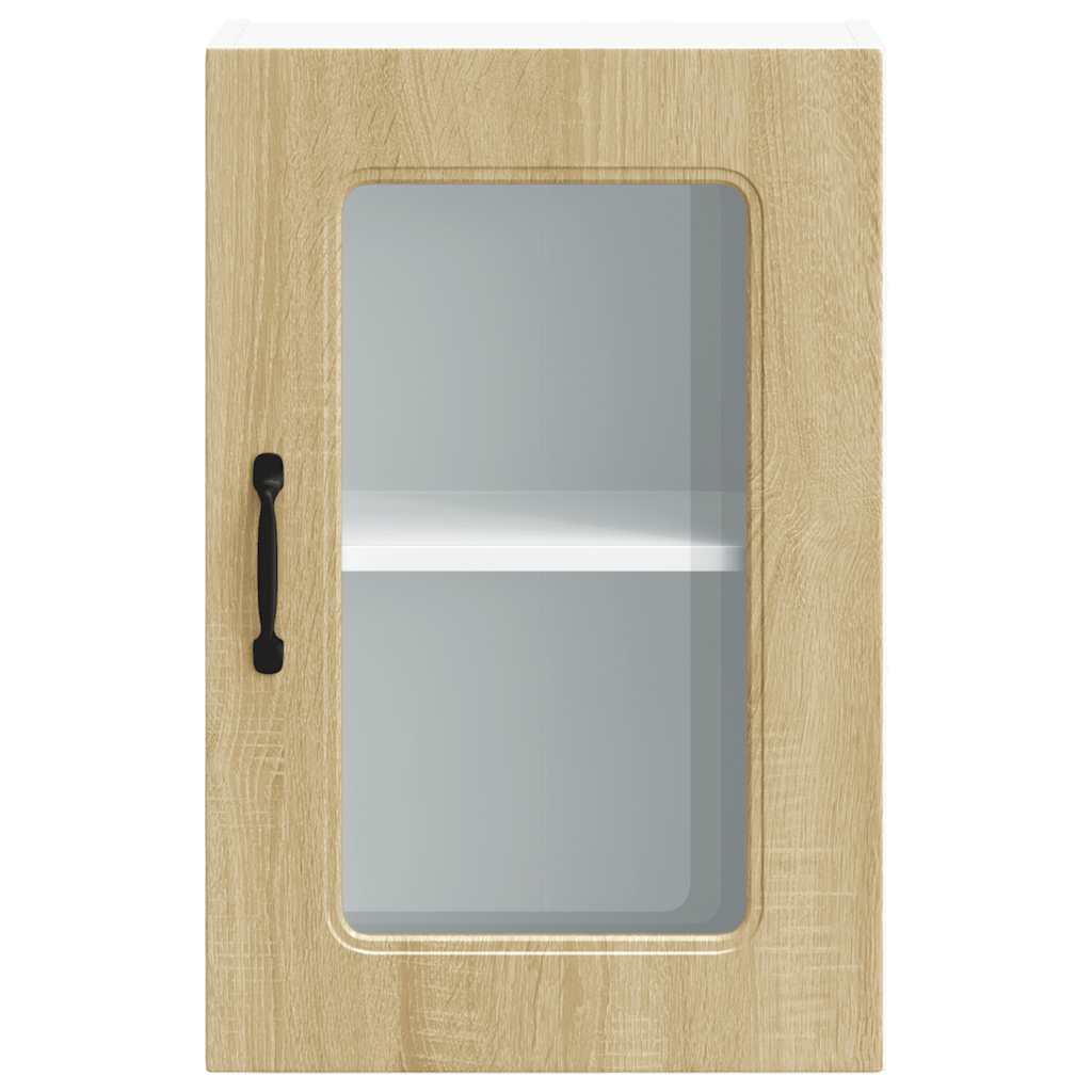 Kitchen wall cabinet with glass door Kalmar Sonoma oak wood material
