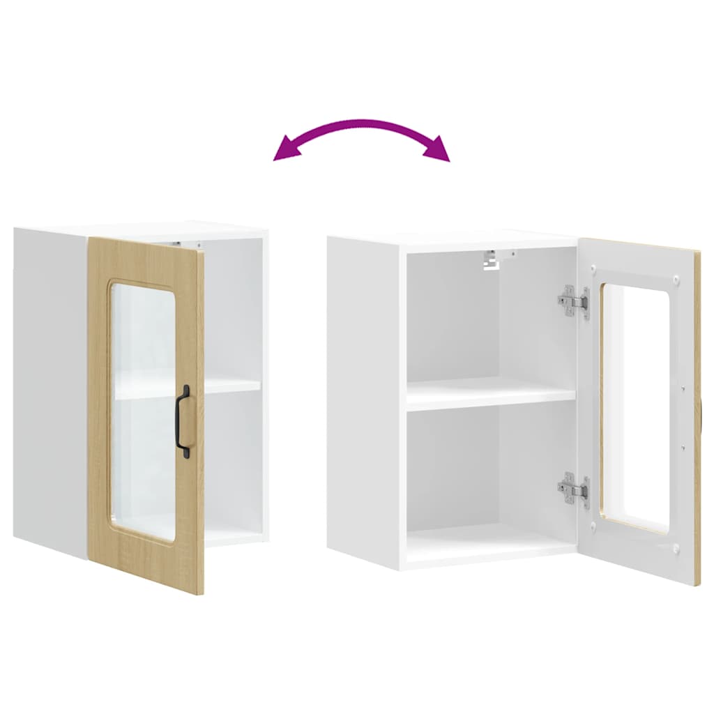Kitchen wall cabinet with glass door Kalmar Sonoma oak wood material