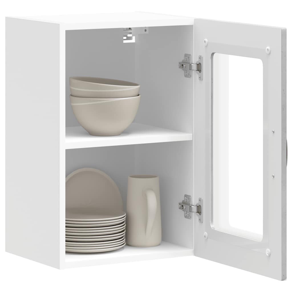 Kitchen wall cabinet with glass door Kalmar concrete grey wood material