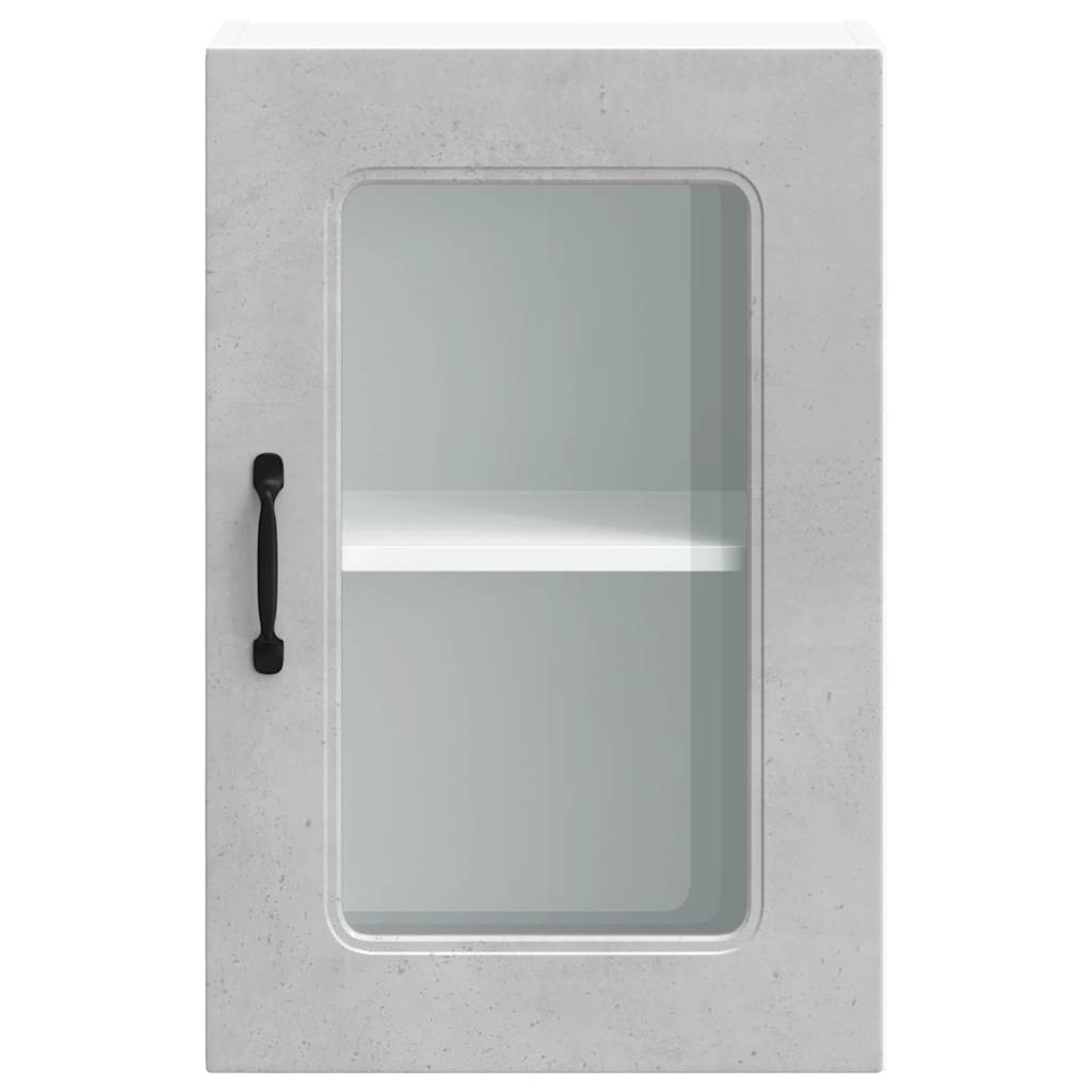 Kitchen wall cabinet with glass door Kalmar concrete grey wood material