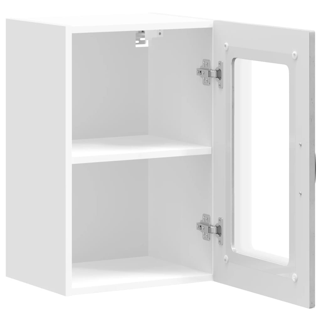 Kitchen wall cabinet with glass door Kalmar concrete grey wood material