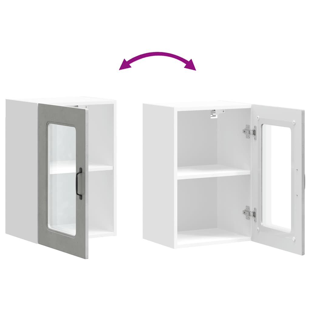 Kitchen wall cabinet with glass door Kalmar concrete grey wood material