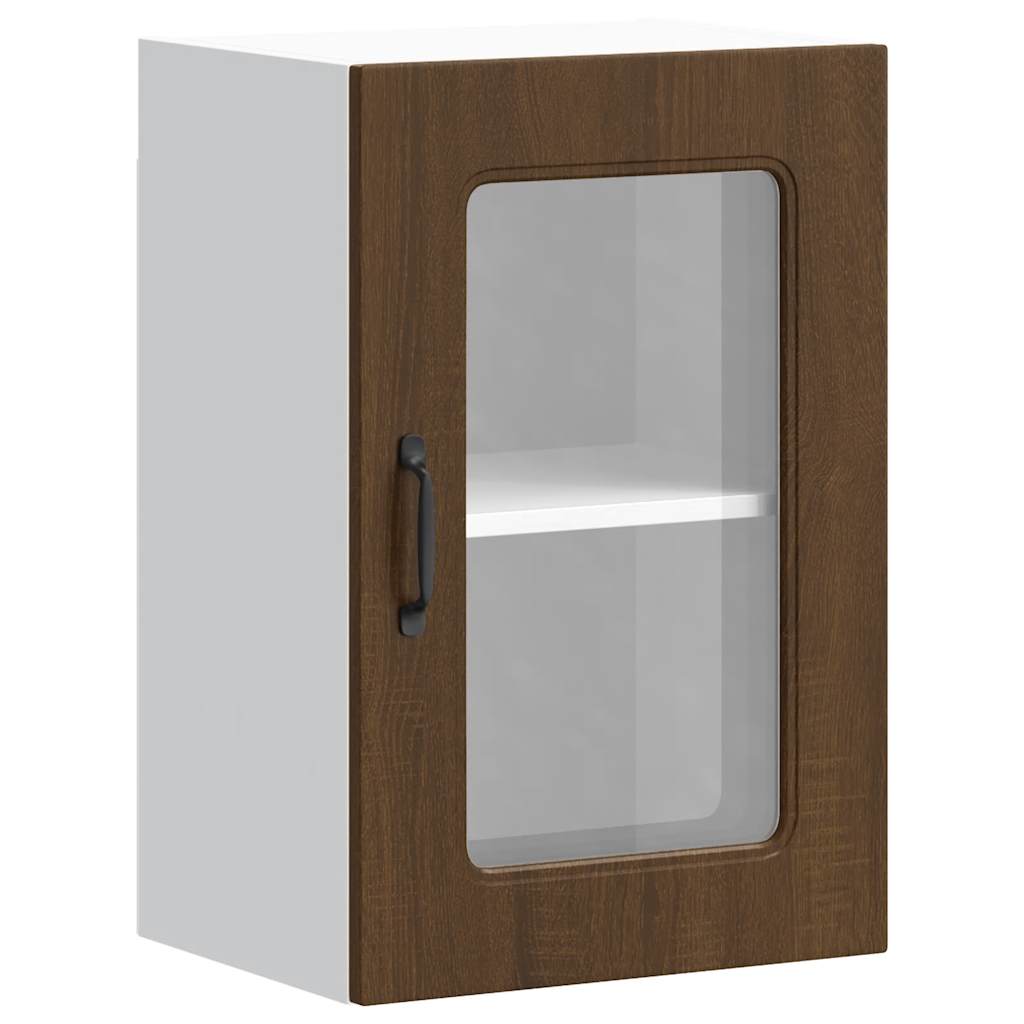 Kitchen wall cabinet with glass door Kalmar Brown Oak look