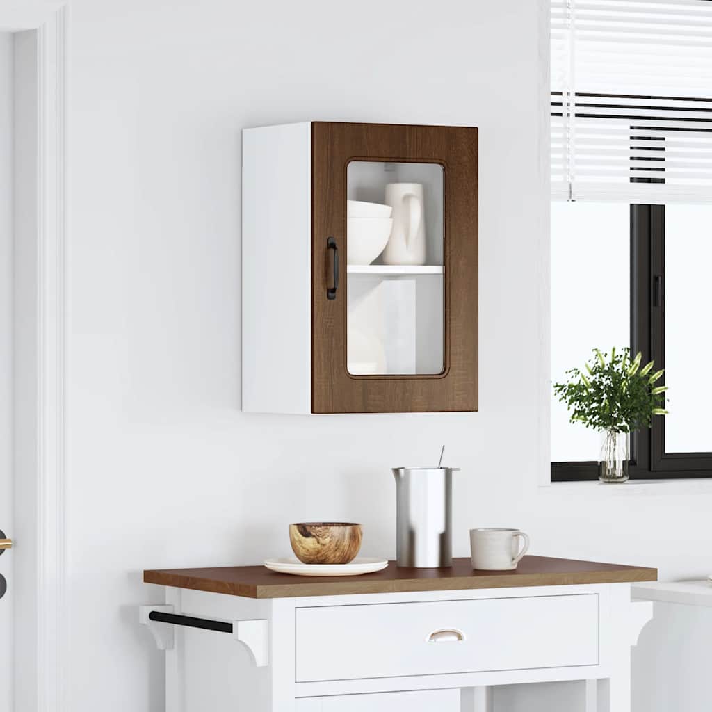 Kitchen wall cabinet with glass door Kalmar Brown Oak look
