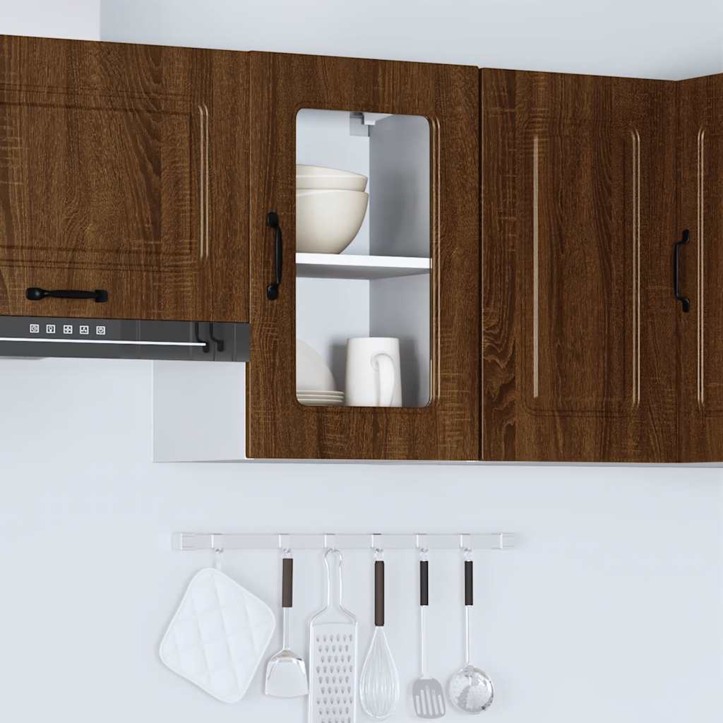 Kitchen wall cabinet with glass door Kalmar Brown Oak look