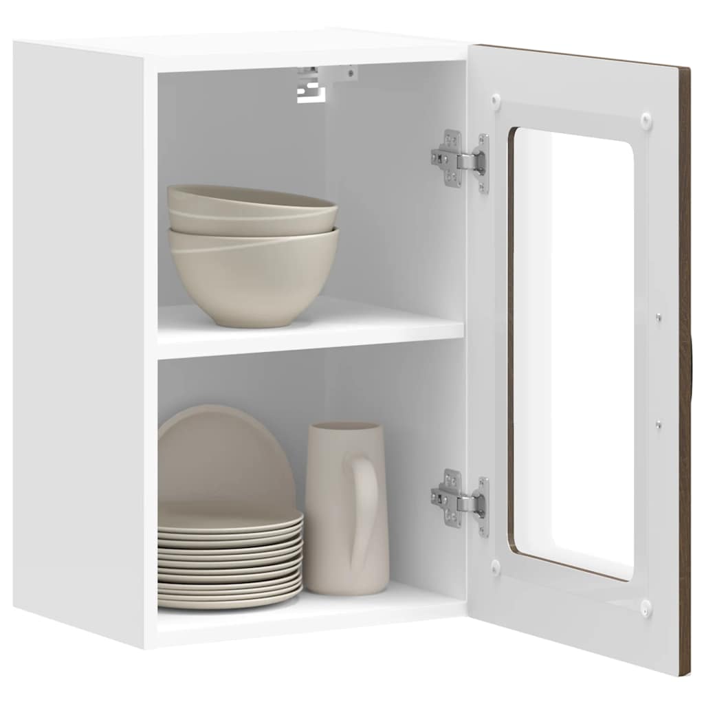 Kitchen wall cabinet with glass door Kalmar Brown Oak look