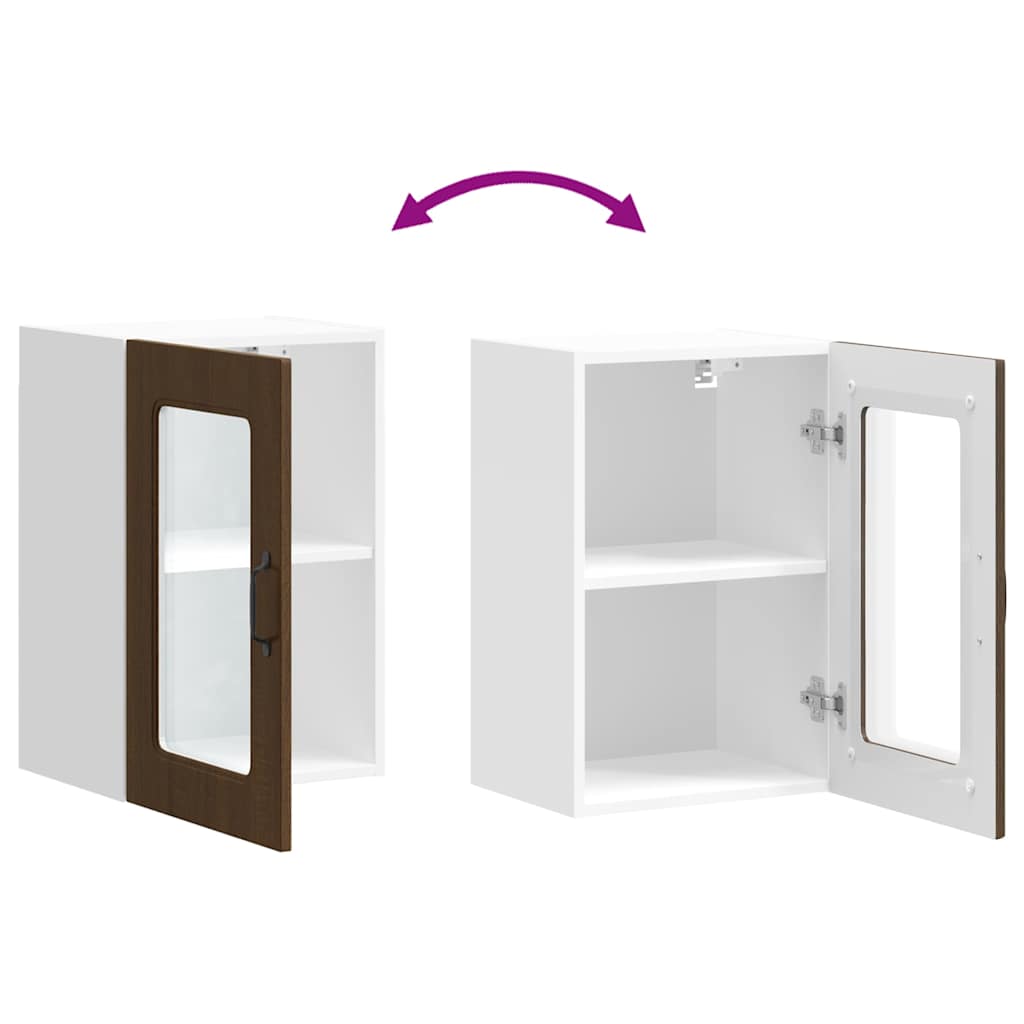 Kitchen wall cabinet with glass door Kalmar Brown Oak look