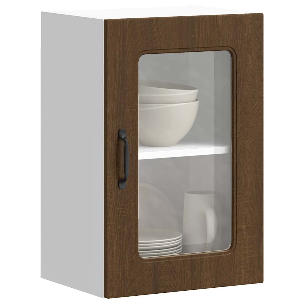 Kitchen wall cabinet with glass door Kalmar Brown Oak look