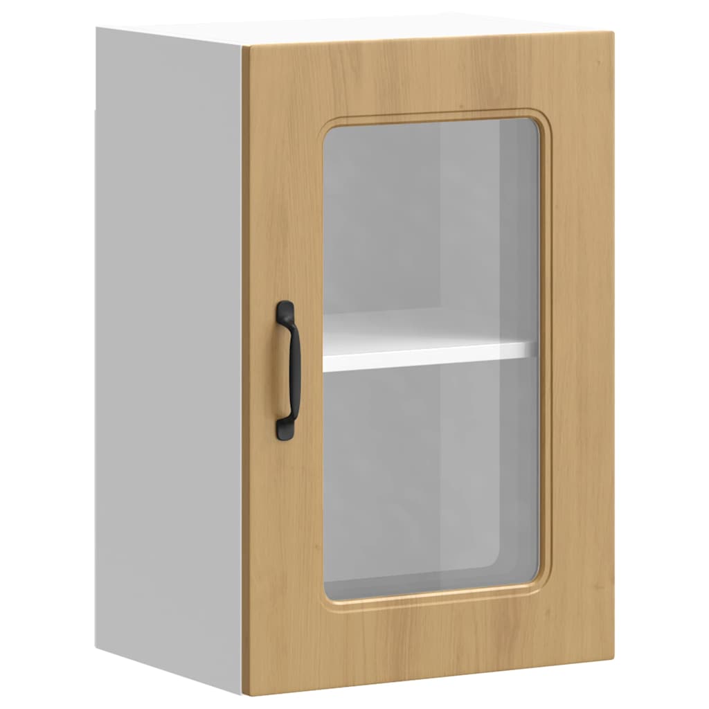 Kitchen wall cabinet with glass door Kalmar Artisan oak wood material